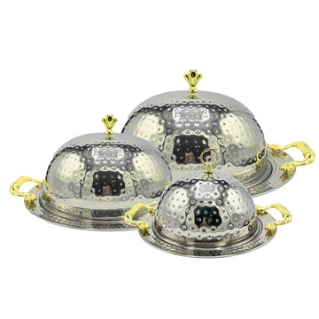 Set of 3 Mandi Rice BBQ Serving Platter-Stainless Steel